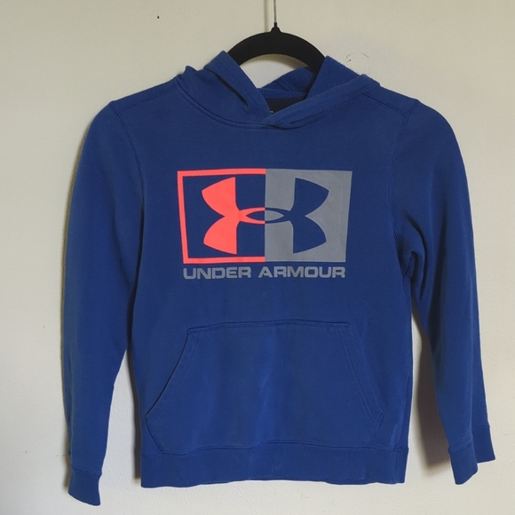 Under Armour Blue UA Graphic Hoodie Loose Fit Cotton Boys Size Small - Picture 1 of 4